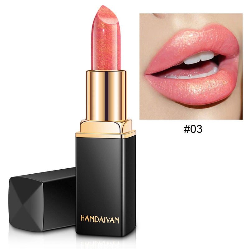 9 Colors Waterproof Nude Pink Glitter Lipstick Makeup