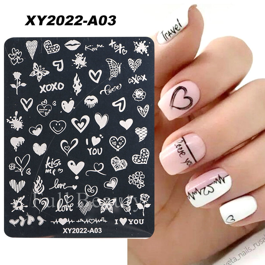 French Art Stamping Wave Flower Love Lace Stamp Nail
