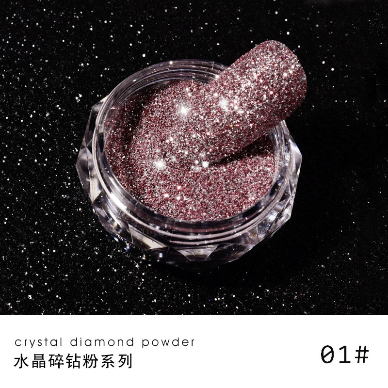 1Jar Crystal Diamond Powder Rainbow Shiny Nail