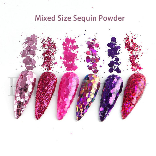 Red Princess Sequin Nails Spangles Holographic Glitter Powder