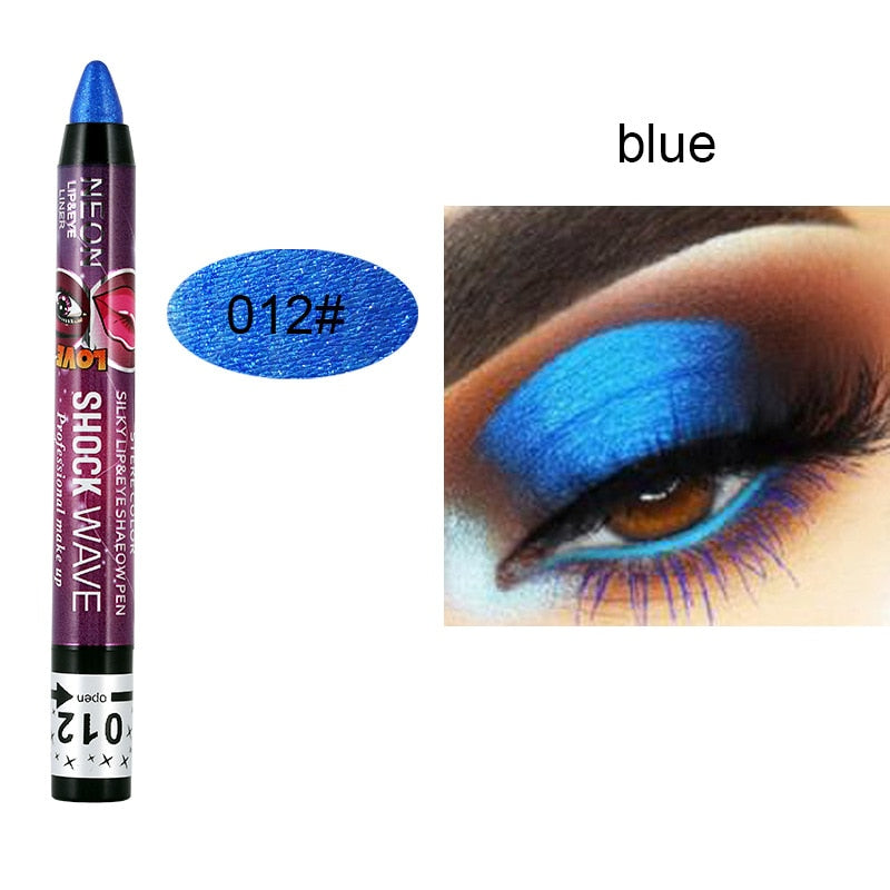2 In 1 Pearlescent Eyeshadow Lipstick Stick Pencil Waterproof