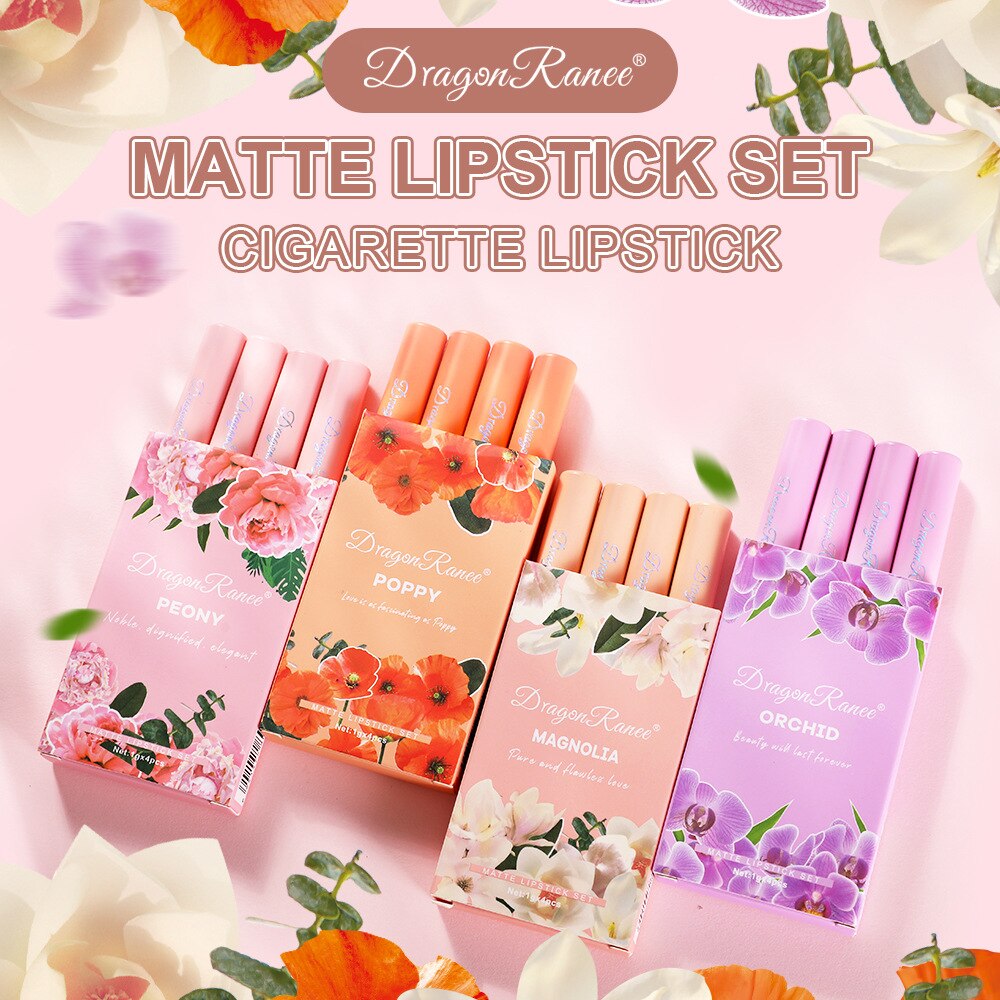 4pcs/set Creative Cigarette Lipstick Velvet Matte
