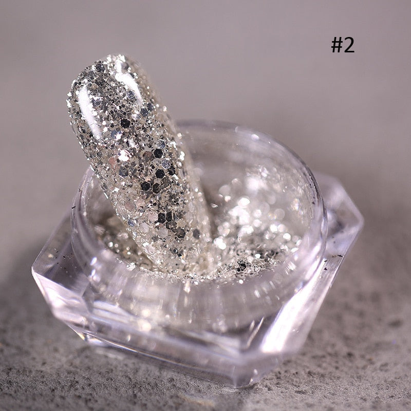 1Jar Crystal Diamond Powder Rainbow Shiny Nail