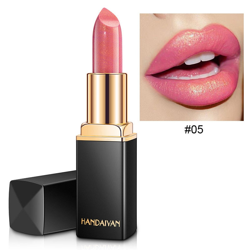 9 Colors Waterproof Nude Pink Glitter Lipstick Makeup