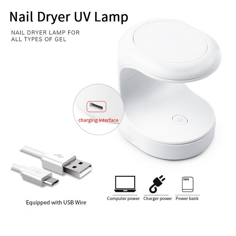 Mini 6W Dryer LED UV Lamp Micro USB Gel Varnish Curing Nail