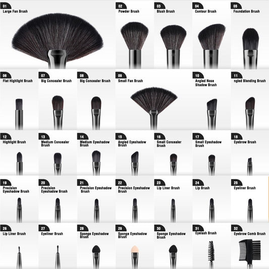 32pcs Makeup Brushes Set Wood