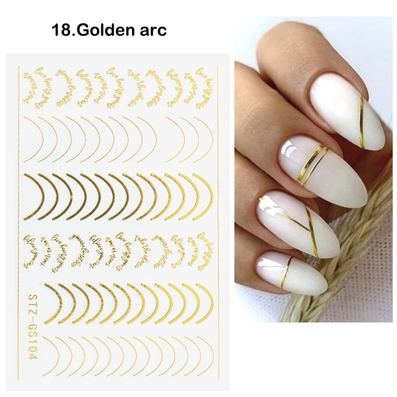 3D Stickers  Lines Holographic Silver Stripe  Nail
