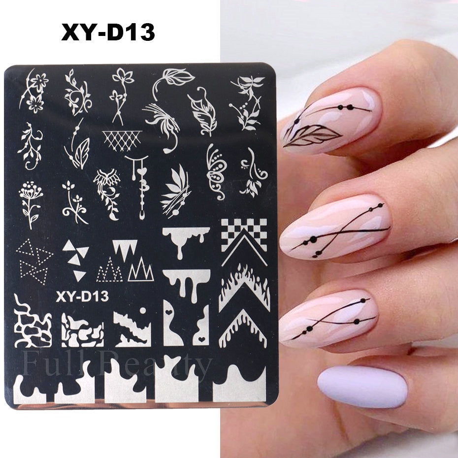 French Art Stamping Wave Flower Love Lace Stamp Nail