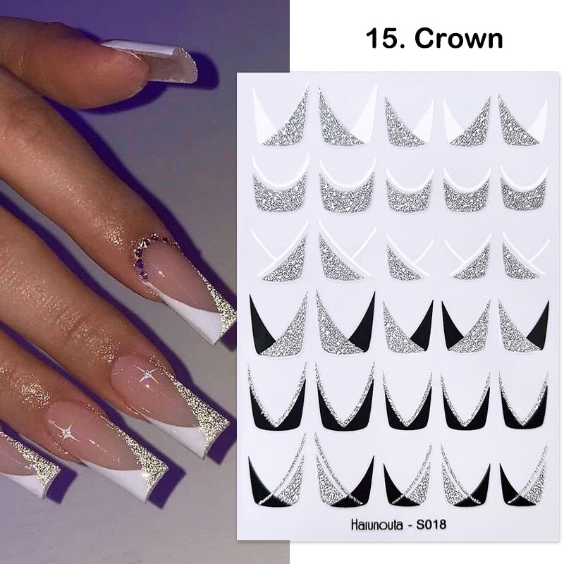 3D Stickers  Lines Holographic Silver Stripe  Nail