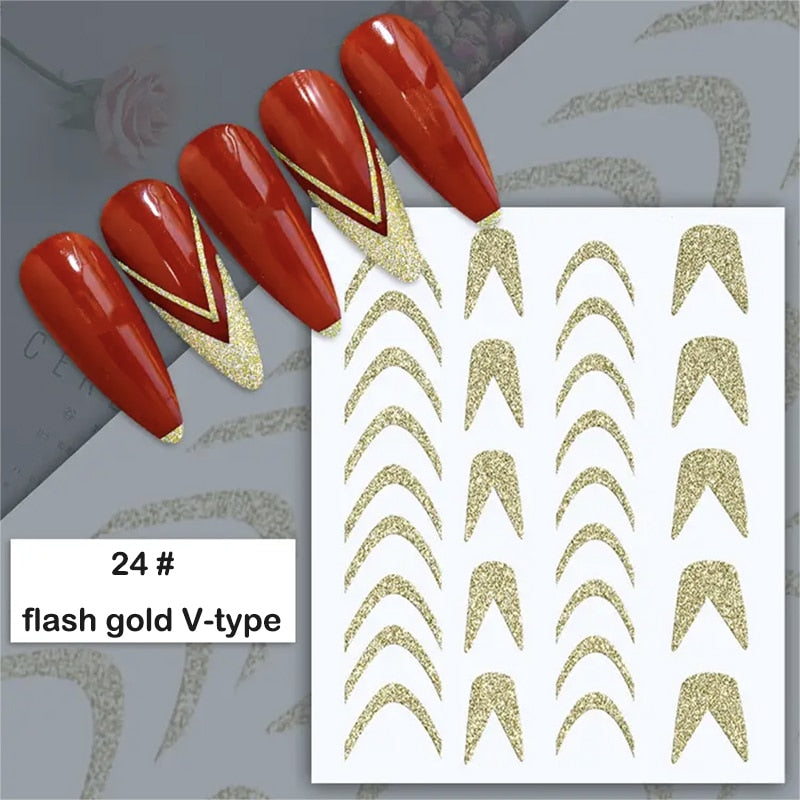 3D Stickers  Lines Holographic Silver Stripe  Nail