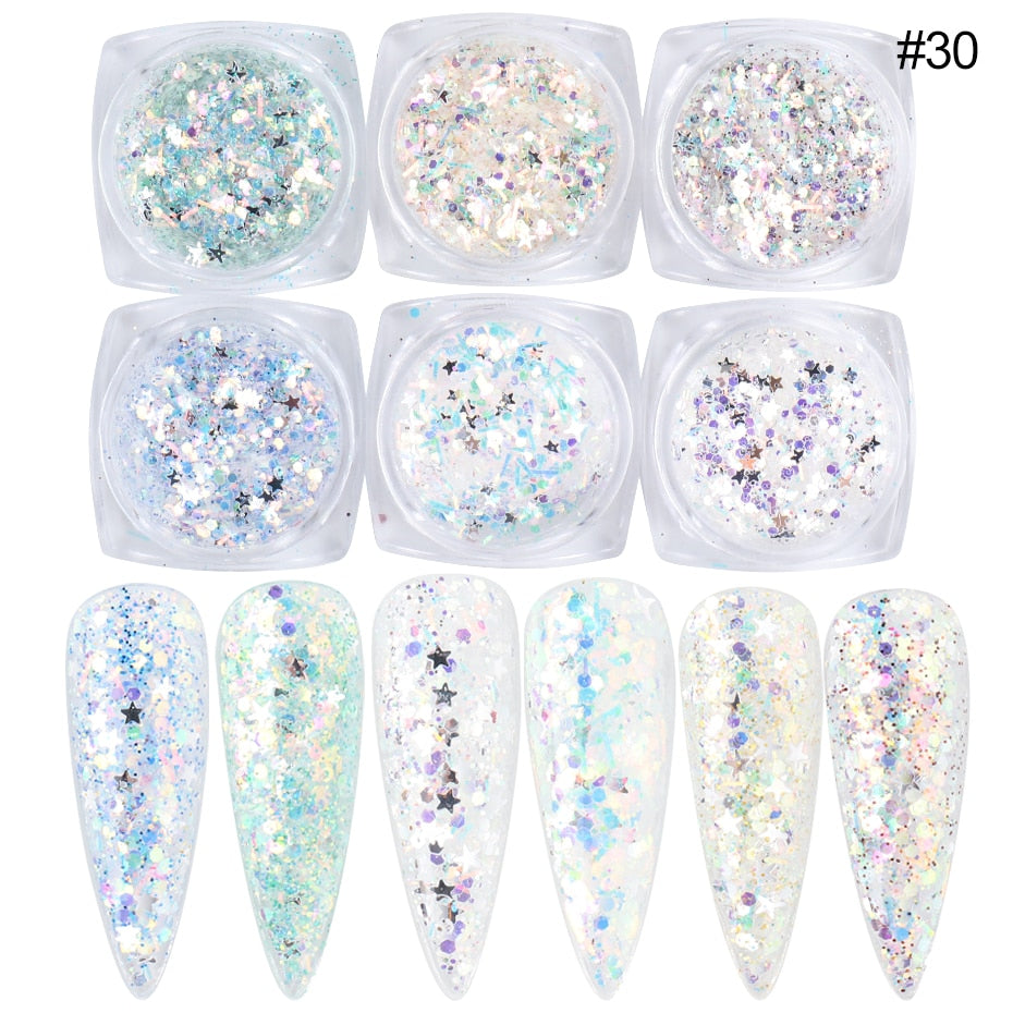 Glitter Sandy Sugar Powder Black White Silver Grainy Shinning Sequins