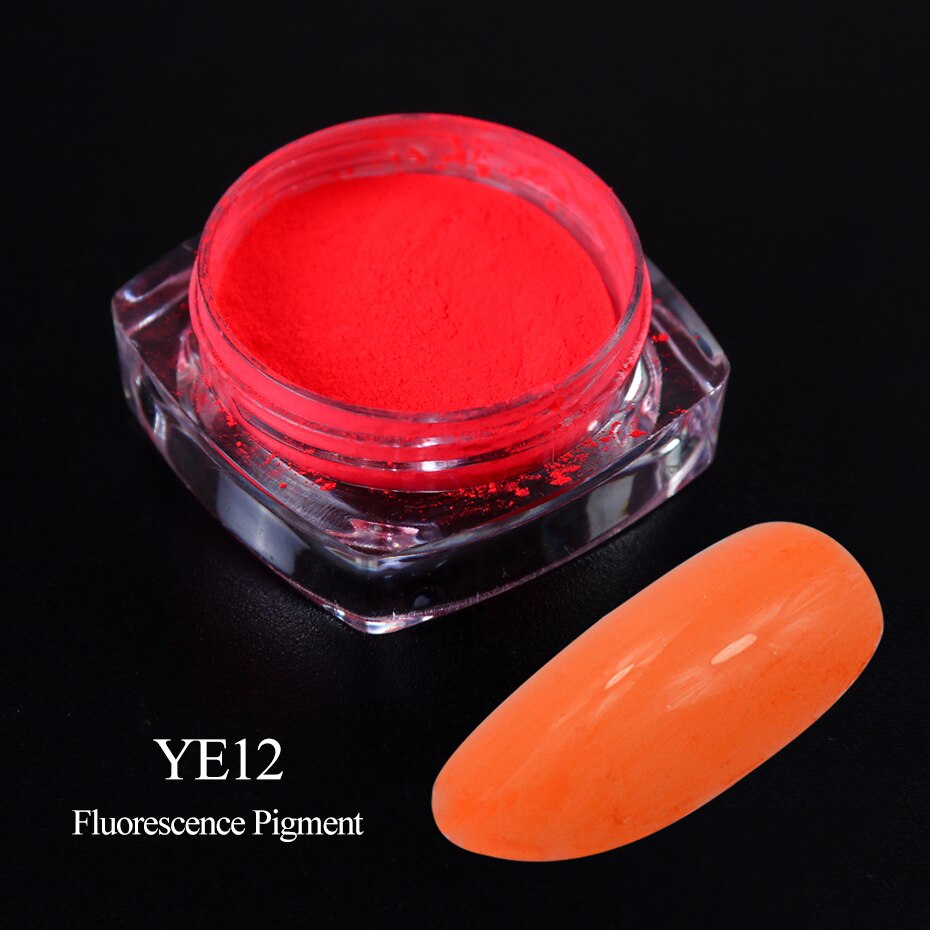 Neon Pigment Yellow Green Orange Rubbing Nail