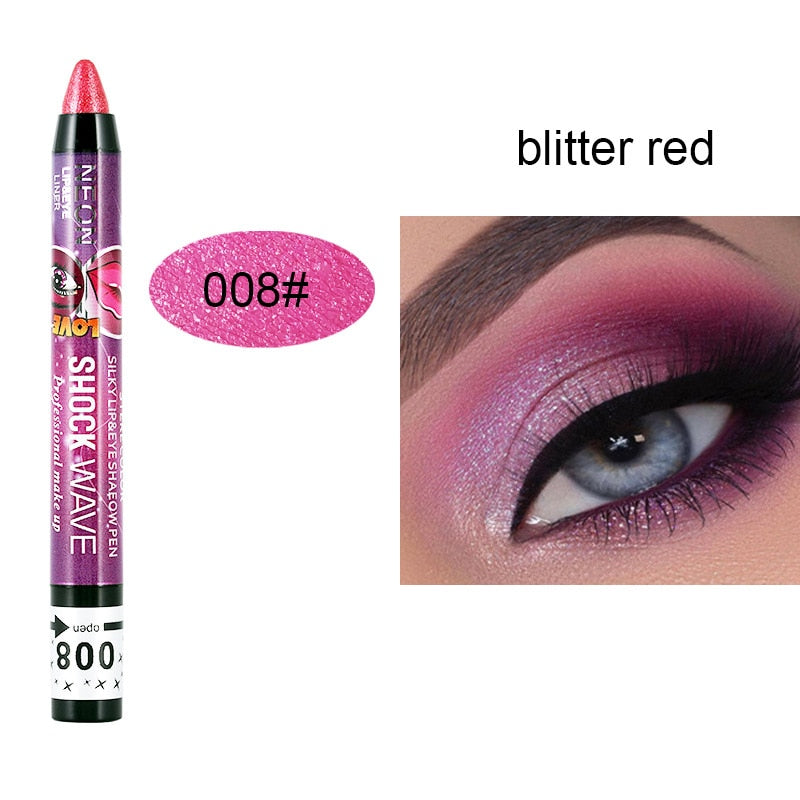 2 In 1 Pearlescent Eyeshadow Lipstick Stick Pencil Waterproof