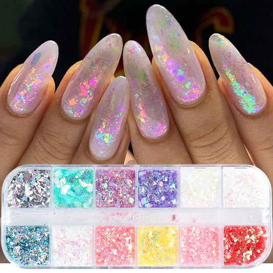 3D Flakes Aurora Glitter Flakes Nail Sequins  Holographic