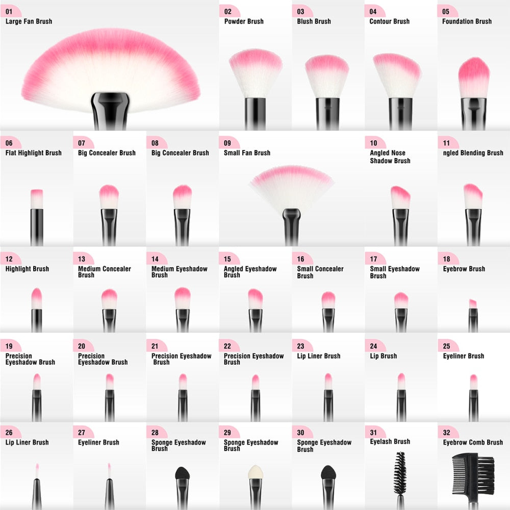 Pink Makeup Brushes Set for Cosmetics Foundation