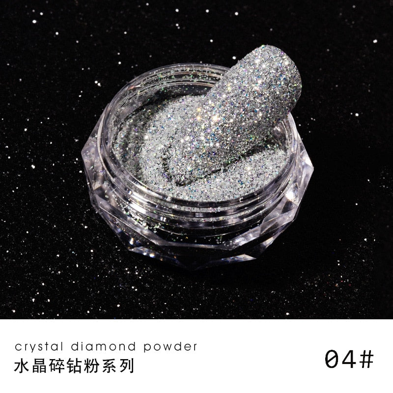 1Jar Crystal Diamond Powder Rainbow Shiny Nail
