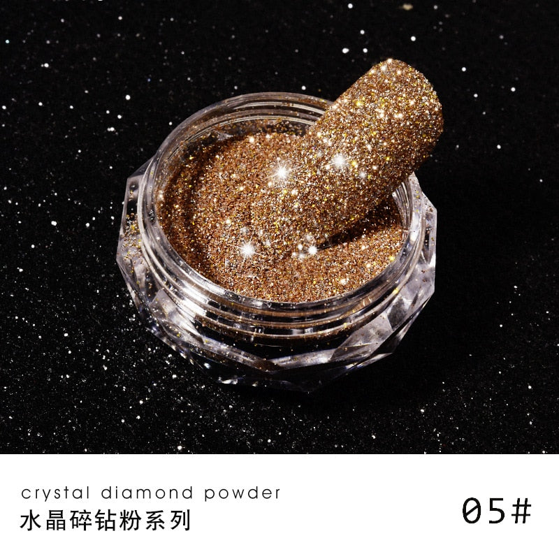 1Jar Crystal Diamond Powder Rainbow Shiny Nail