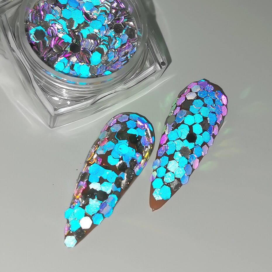 1Box Reflective Powder Sequins Holographic Glitter Nails