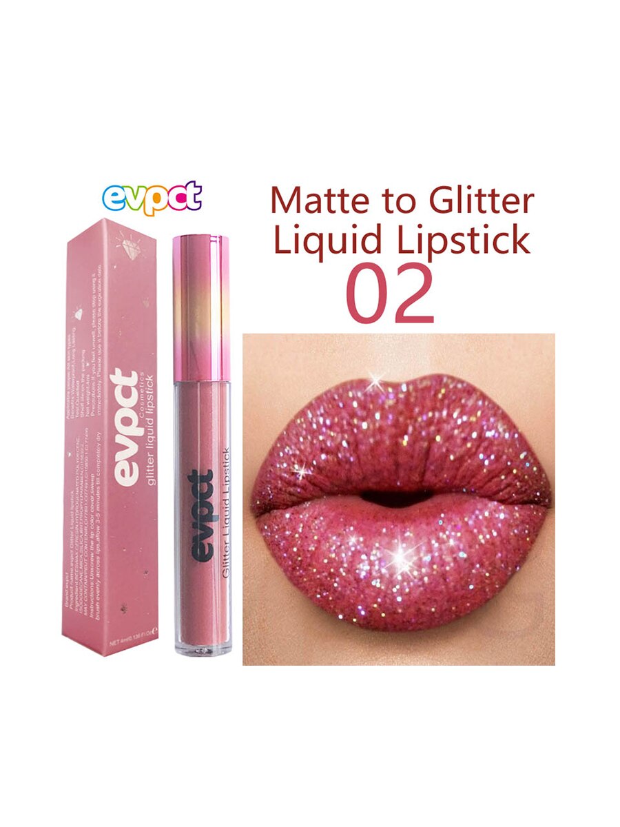 1PC Glitter Diamond Liquid Waterproof Lipstick