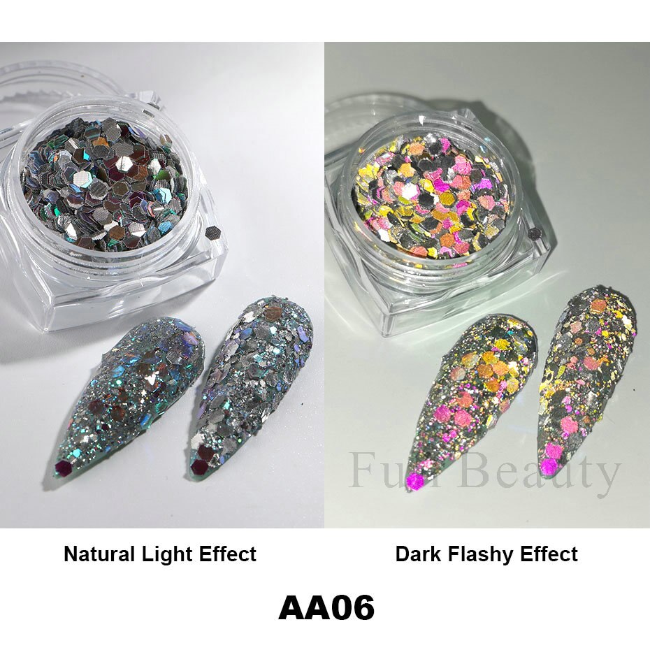 1Box Reflective Powder Sequins Holographic Glitter Nails