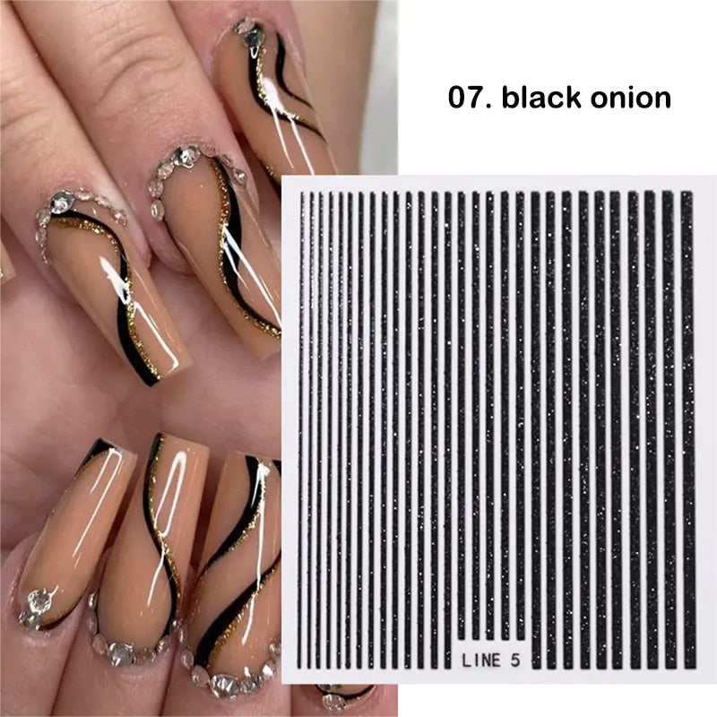 3D Stickers  Lines Holographic Silver Stripe  Nail