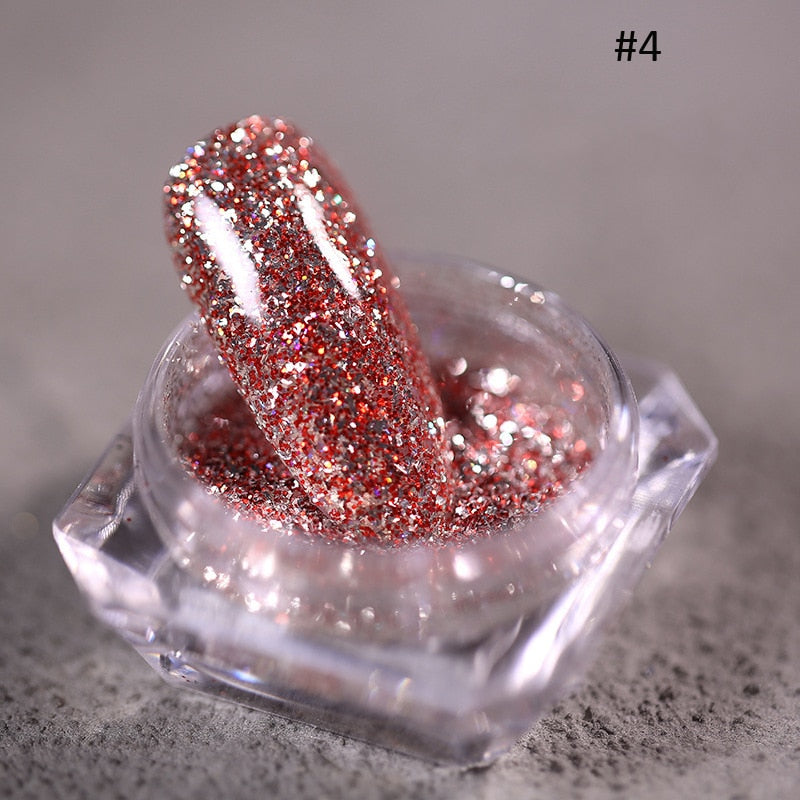 1Jar Crystal Diamond Powder Rainbow Shiny Nail