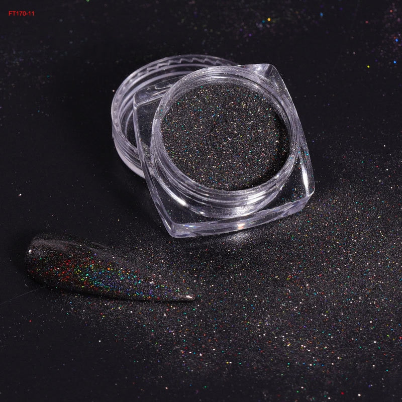 Holographic Powder Laser  Magic Mirror Glitter Rub Dust  Nail