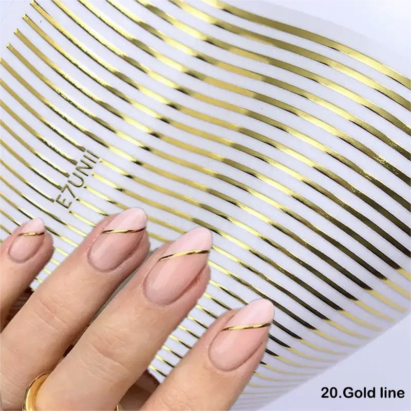 3D Stickers  Lines Holographic Silver Stripe  Nail
