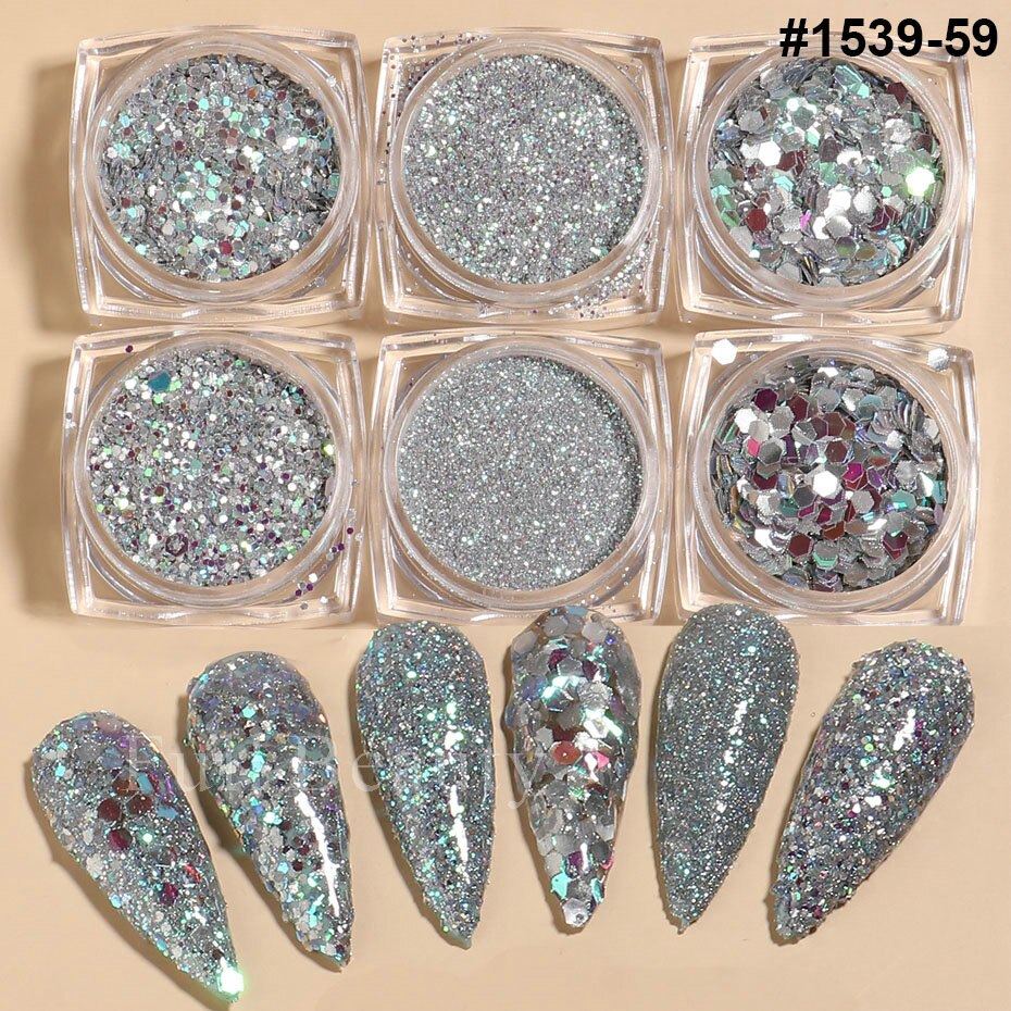 Glitter Sandy Sugar Powder Black White Silver Grainy Shinning Sequins