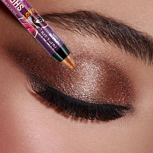 2 In 1 Pearlescent Eyeshadow Lipstick Stick Pencil Waterproof