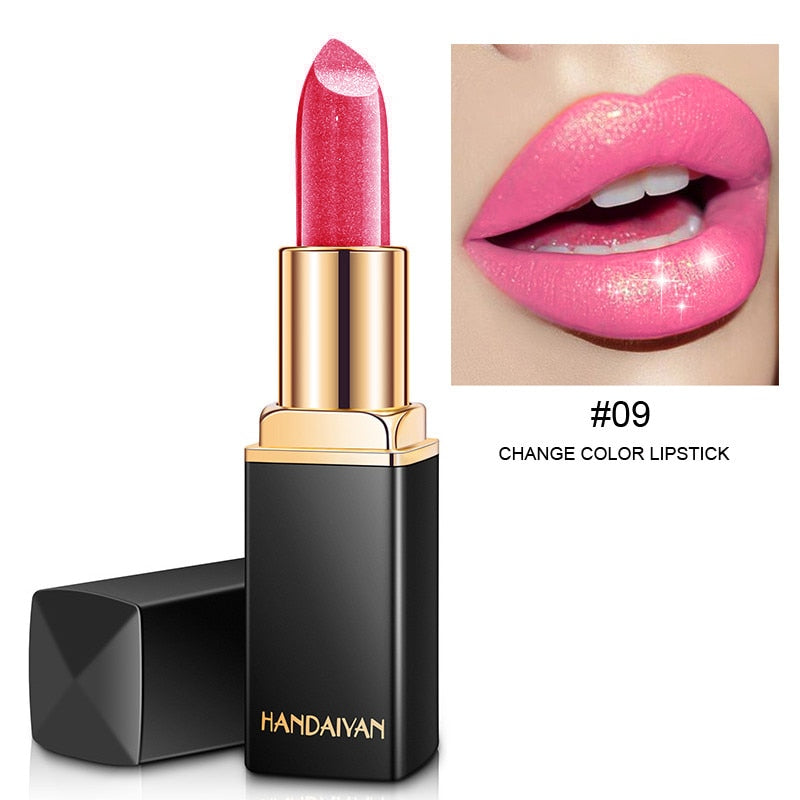 9 Colors Waterproof Nude Pink Glitter Lipstick Makeup