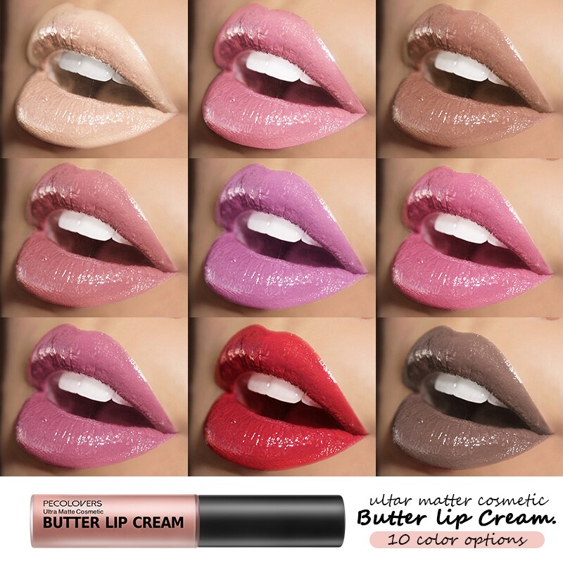 PECOLOVERS Makeup 10 Color Silky Vitamin E Butter Ceram Lip