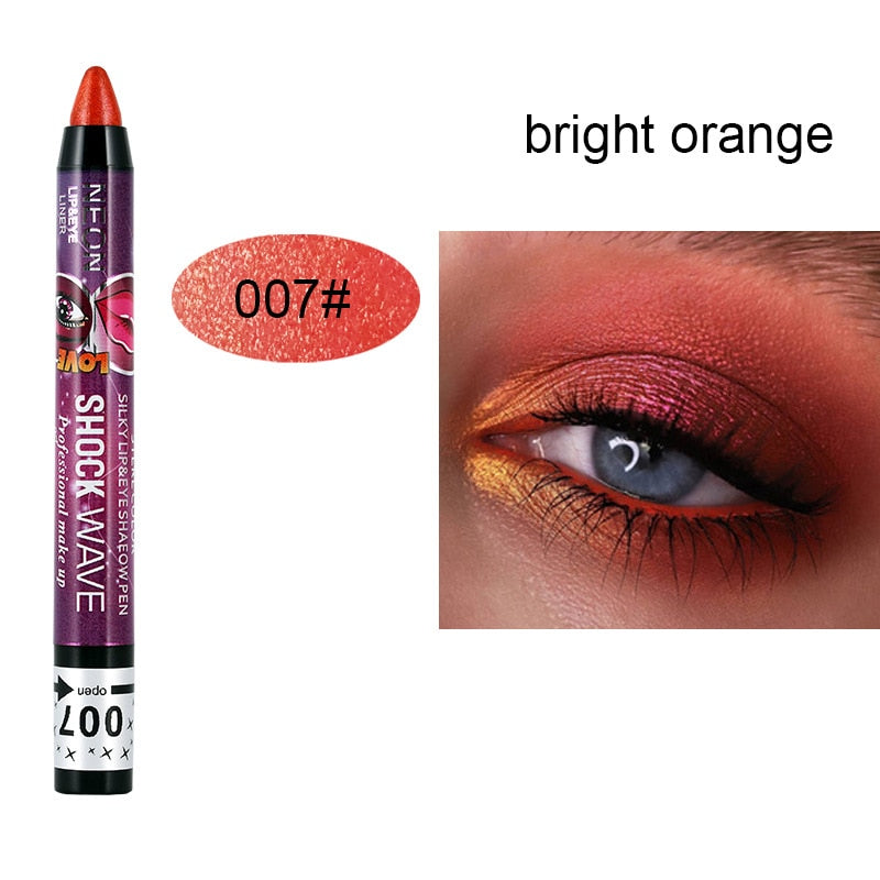 2 In 1 Pearlescent Eyeshadow Lipstick Stick Pencil Waterproof