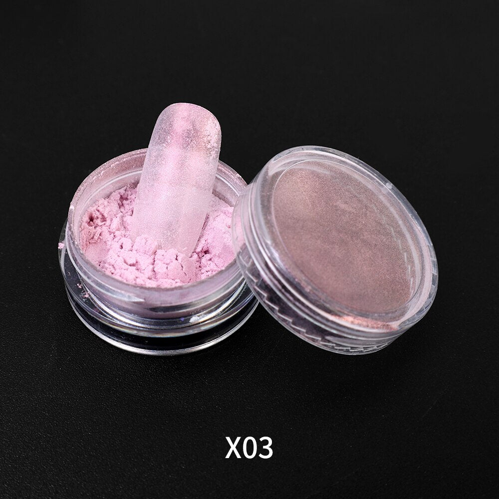 Moonlight Mirror Power White Silver Glitters Metallic  Nails