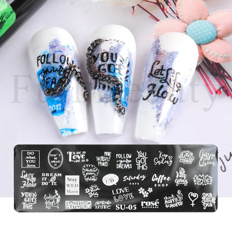 French Art Stamping Wave Flower Love Lace Stamp Nail