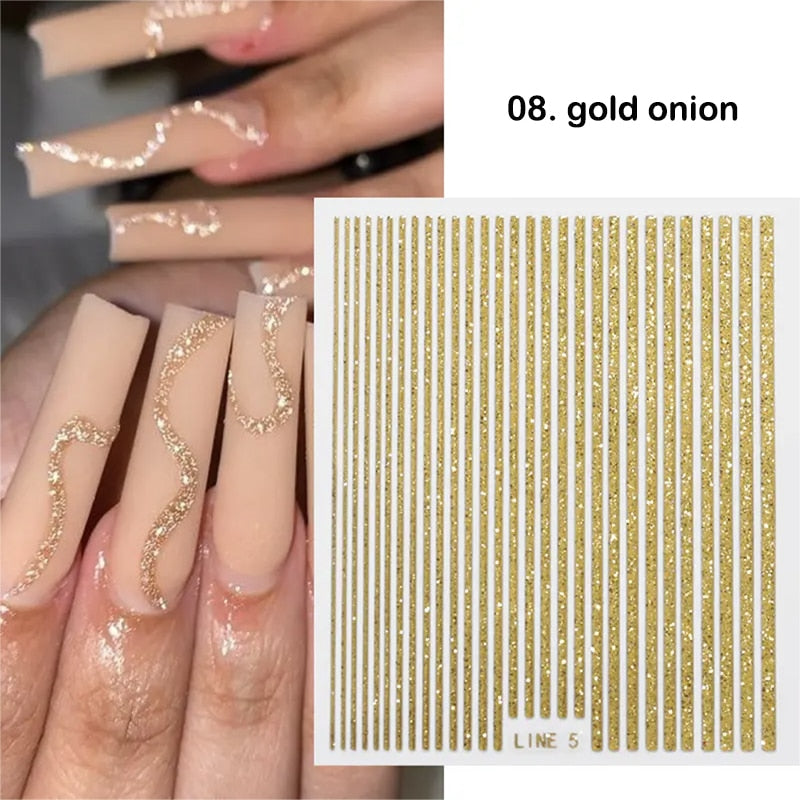 3D Stickers  Lines Holographic Silver Stripe  Nail