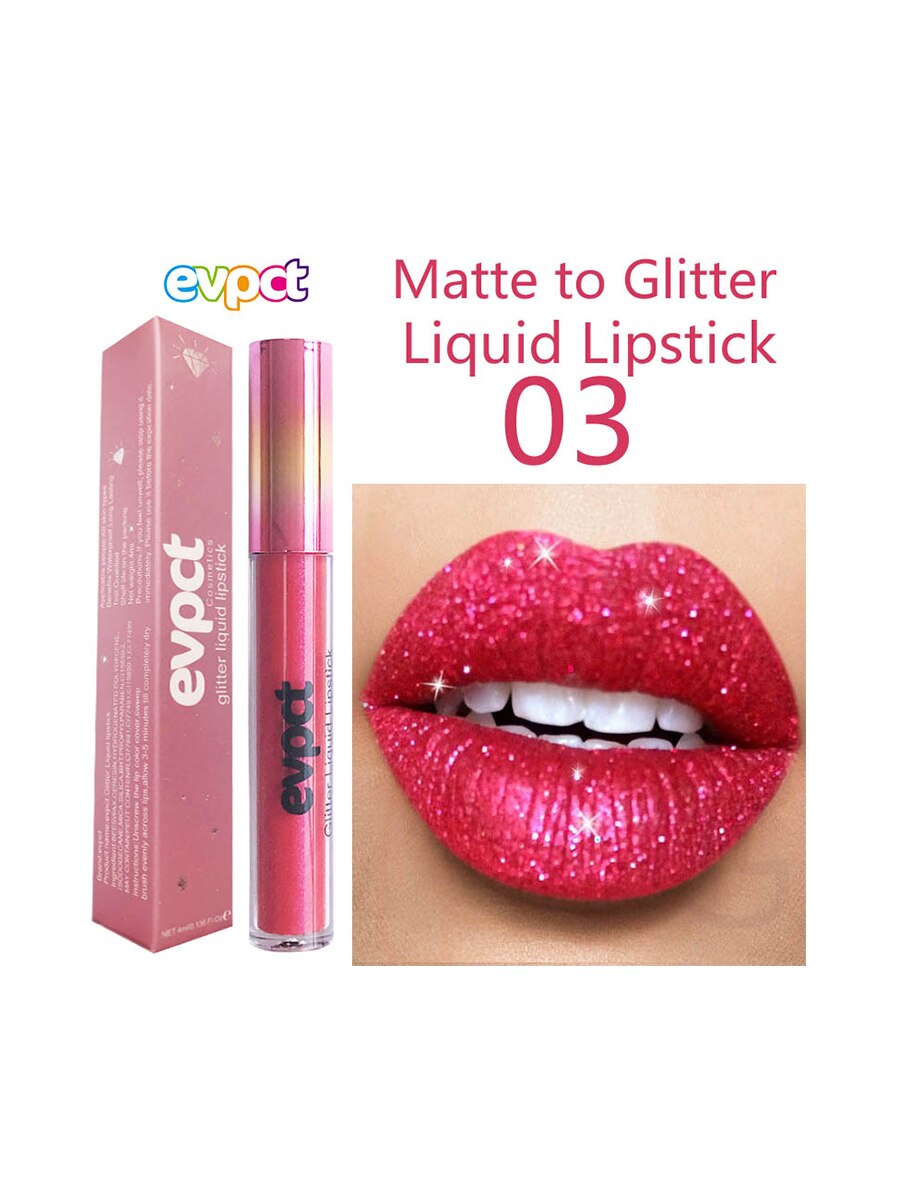 1PC Glitter Diamond Liquid Waterproof Lipstick