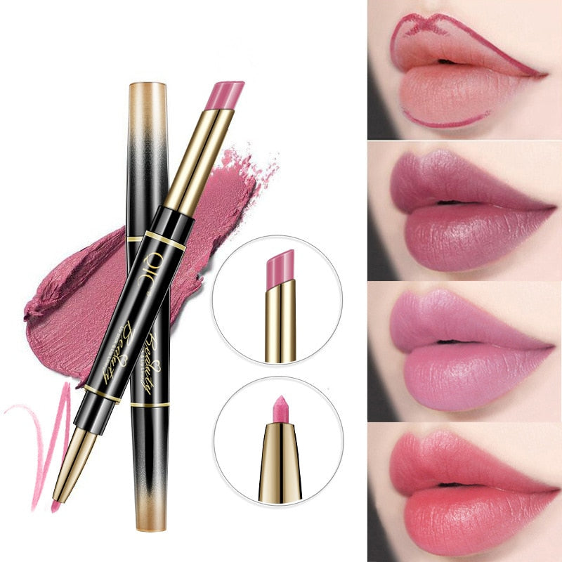 2 IN 1 Lip Liner Waterproof Matte Lipstick