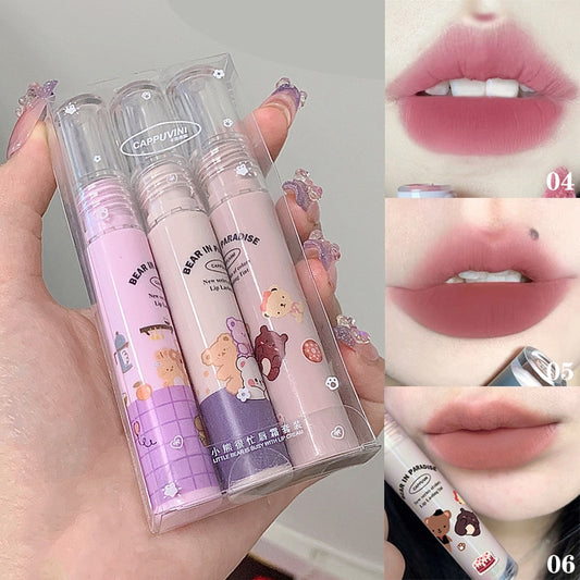 1/3pcs Lip Glaze Matte Liquid Lipstick Cute Bear