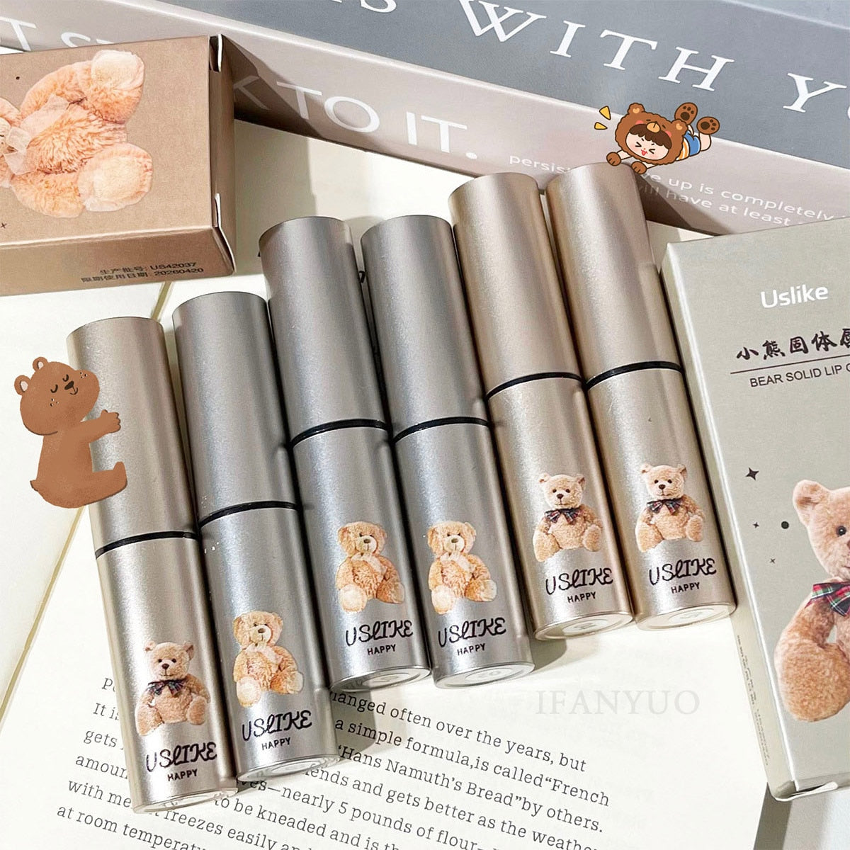 2023 Cute Bear Solid Lip Gloss Color Water