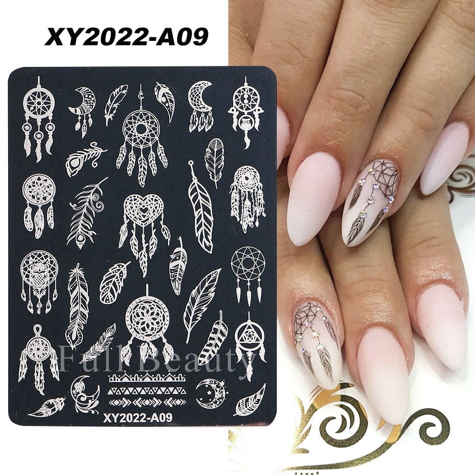 French Art Stamping Wave Flower Love Lace Stamp Nail