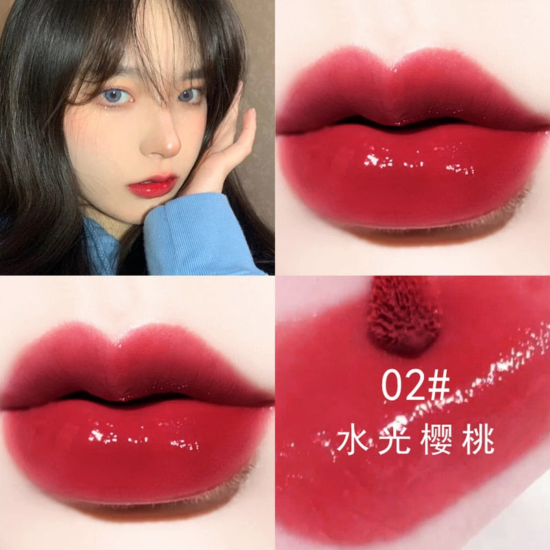 Korean Moisturizing Jelly Lasting Cherry Red Pink Liquid Lipstick