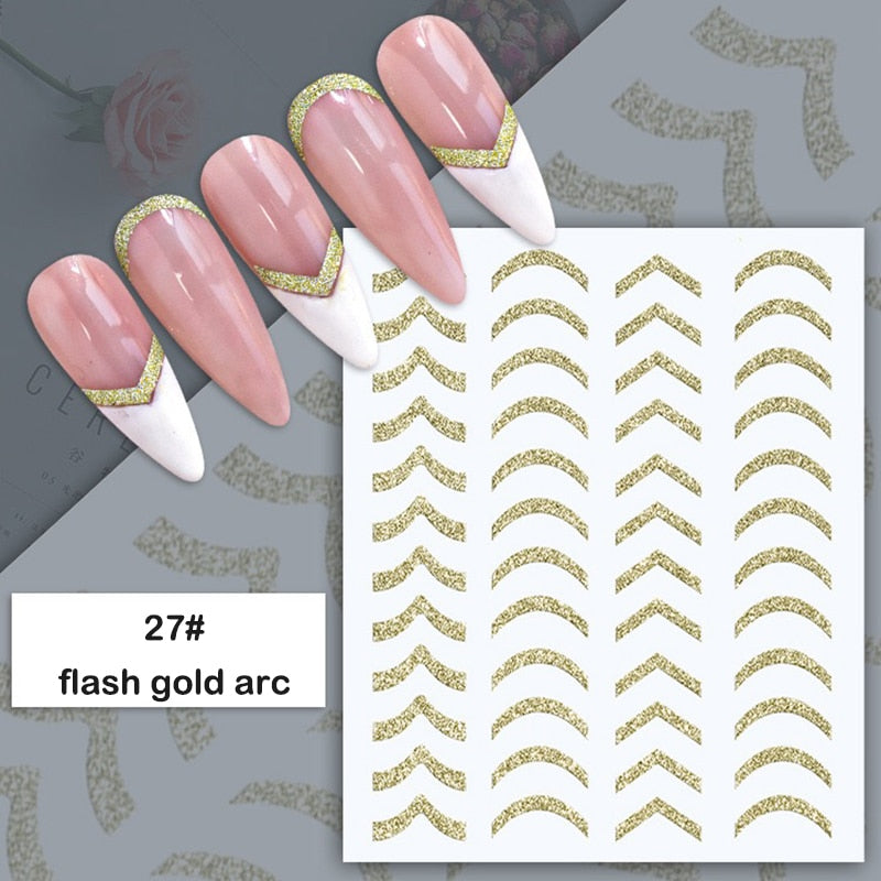 3D Stickers  Lines Holographic Silver Stripe  Nail