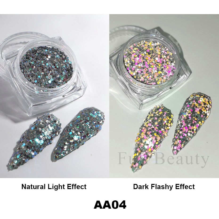 1Box Reflective Powder Sequins Holographic Glitter Nails
