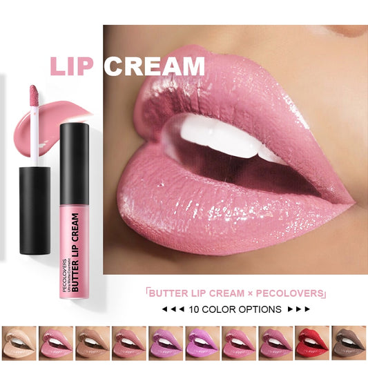 PECOLOVERS Makeup 10 Color Silky Vitamin E Butter Ceram Lip