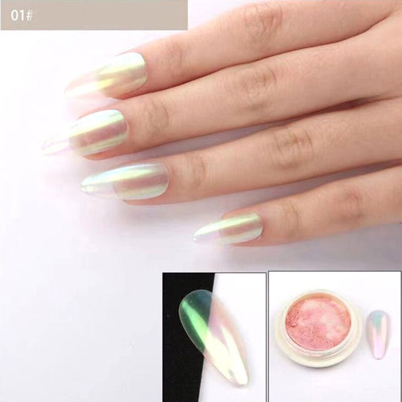 Holographic  Dust Ice Neon Mermaid Mirror Glitter Pearl Aurora Nail