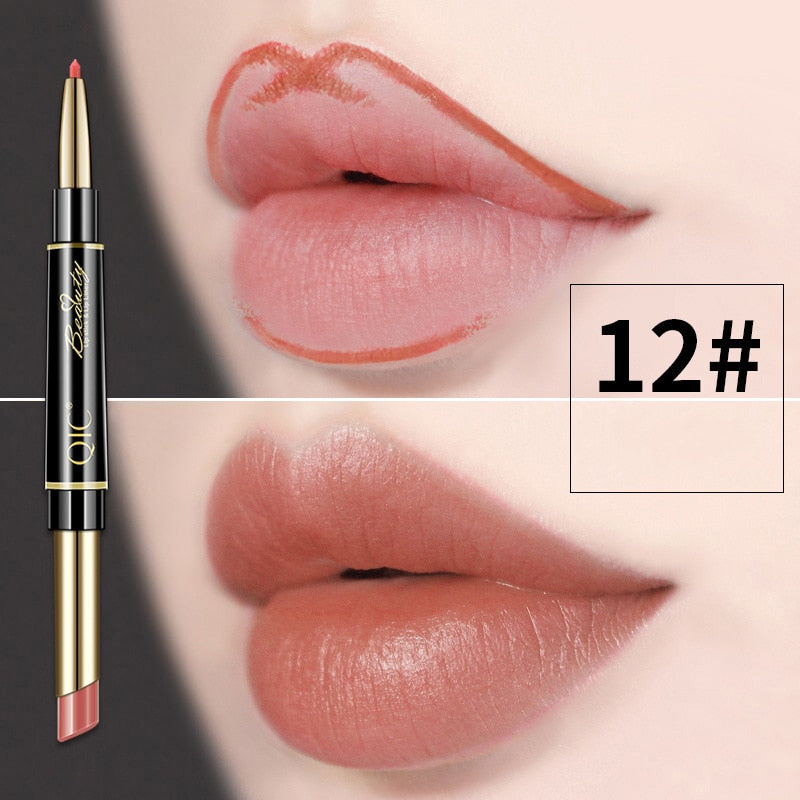 2 IN 1 Lip Liner Waterproof Matte Lipstick