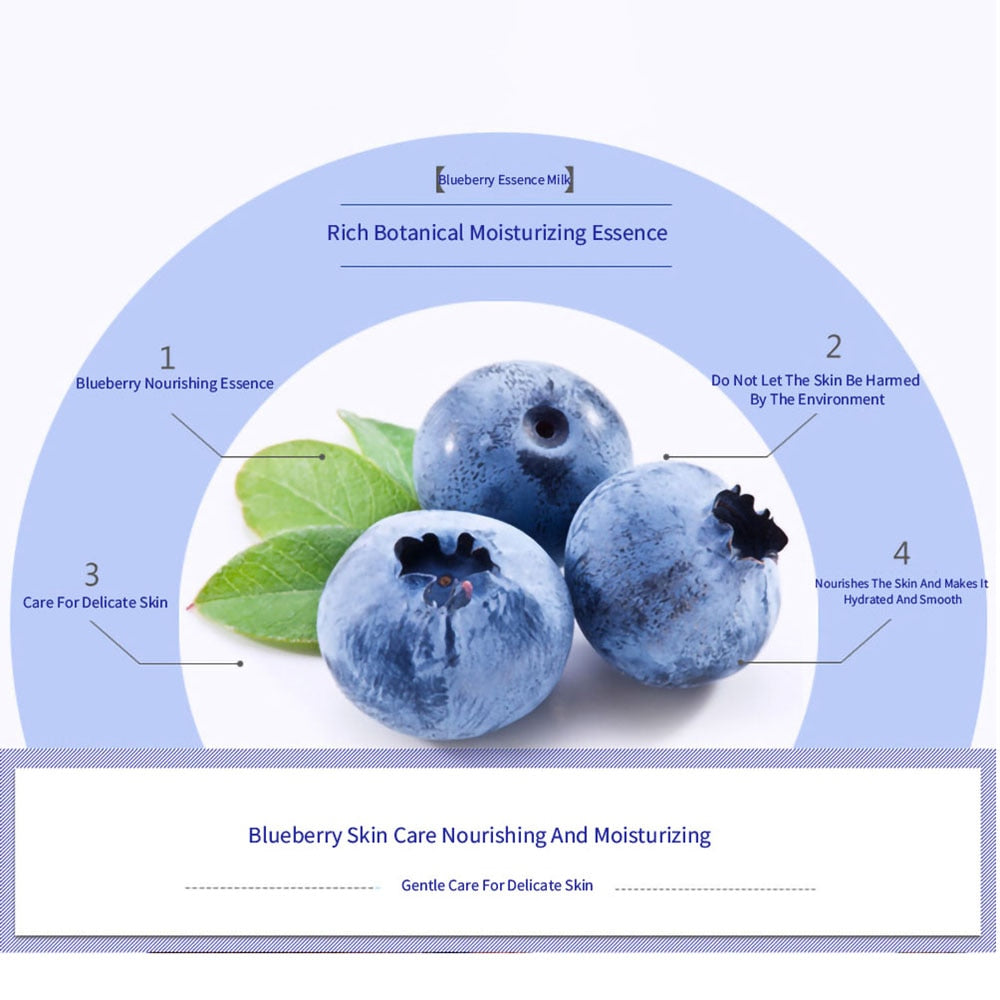 Face Cleanser Blackheads Blueberry Essence Moisturize Repair Lips Mask Whiten Fade Dark Circle Skin Eye Care Cream Cosmetics Set
