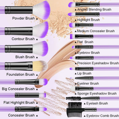 13Pcs Makeup Brushes Purple Set