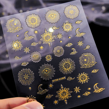 3d Heart Star Moon Flame Sun Nail Stickers
